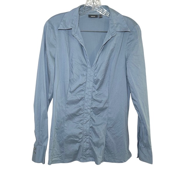 Mexx Tops - Mexx Women's Blue Long Sleeve Button Down Shirt Casual Business Career 12 preppy